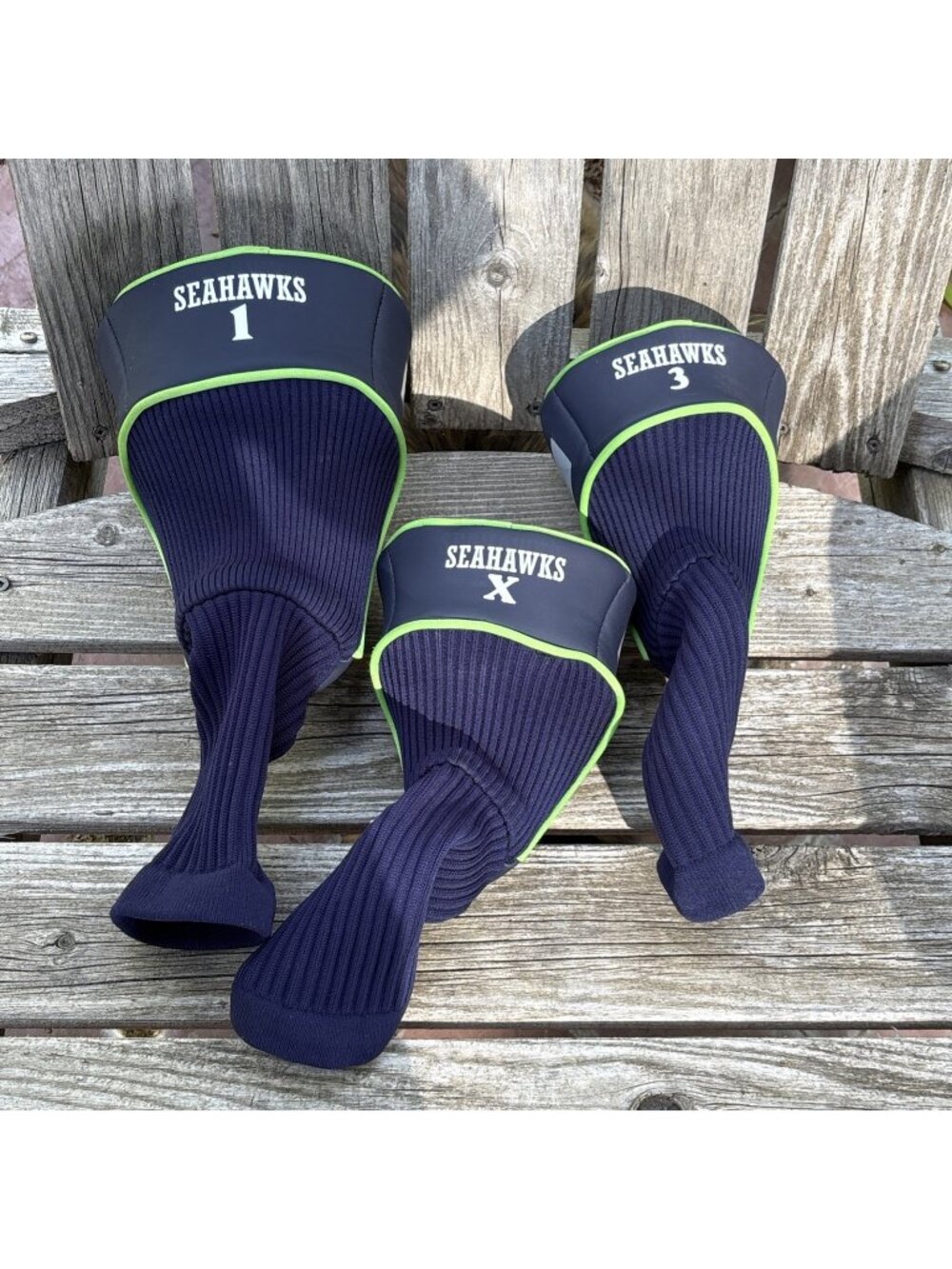 NFL Seattle Seahawks Golf Head Covers Contour Longneck 3pc Set Faux Leather